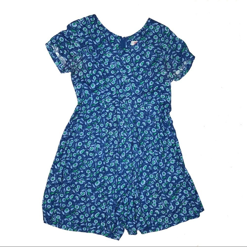 Vintage Fads Blue Floral Romper Short Sleeve 8
